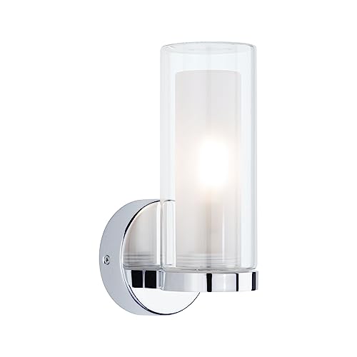 Paulmann 71076 Wandleuchte Selection Bathroom Luena IP44 E14 230V max. 20W dimmbar Chrom, Glas einflammige Badleuchte - ohne Leuchtmittel von Paulmann