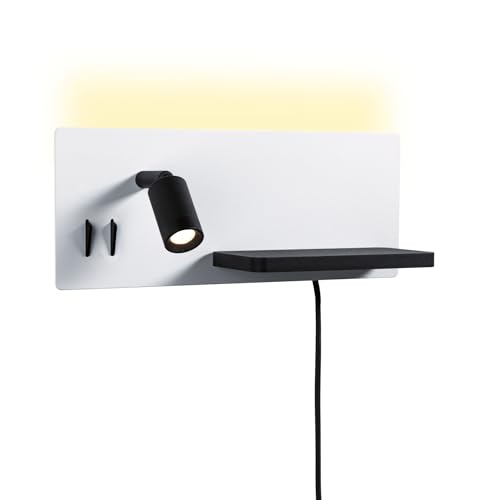 Paulmann 71102 LED Wandleuchte Serra USB C 2700K 650lm / 200lm 230V 5,5 / 1x2,6W dimmbar Weiß matt, Schwarz matt Wandleselampe von Paulmann