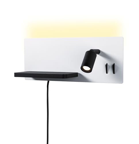 Paulmann 71103 LED Wandleuchte Serra USB C 2700K 650lm / 200lm 230V 5,5 / 1x2,6W dimmbar Weiß matt, Schwarz matt Wandleselampe von Paulmann