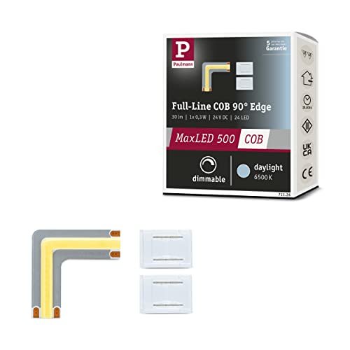 Paulmann 71126 MaxLED 500 LED Strip Full-Line COB Edge 0,3W 1000lm/m 800LEDs/m dimmbar 0m Silber Kunststoff 6500K LED Band erweiterbar von Paulmann