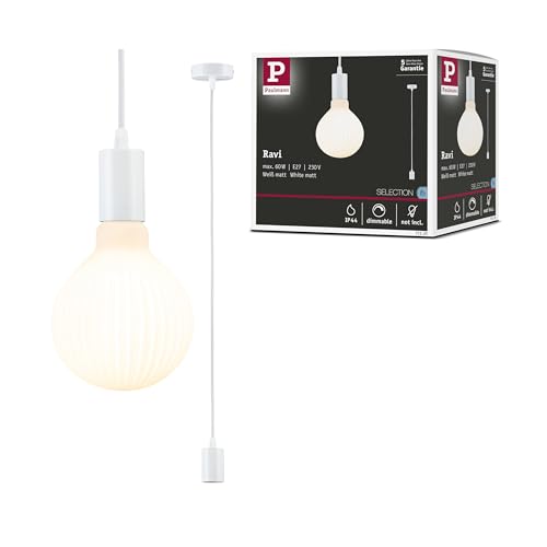 Paulmann 71135 Pendelleuchte Ravi IP44 E27 max. 60W Weiß matt Pendel ohne Leuchtmittel von Paulmann