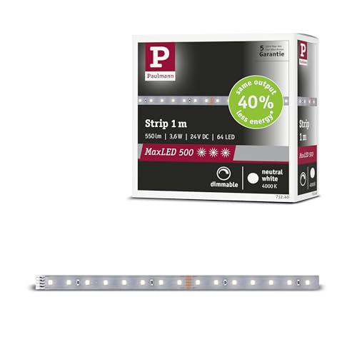 Paulmann 71240 MaxLED 500 LED Strip Neutralweiß Einzelstripe 1m 3,6W 550lm/m 64 LEDs/m 4000K Paulmann 71240 MaxLED 500 LED Strip Neutralweiß Einzelstripe 1m 3,6W 550lm/m 64 LEDs/m 4000K von Paulmann