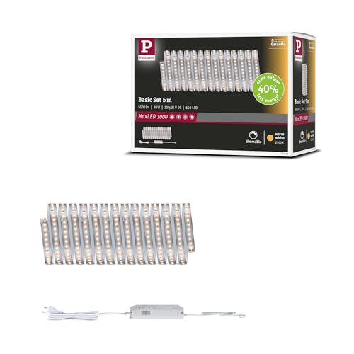 Paulmann 71241 MaxLED 1000 LED Strip Warmweiß Basisset 5m 30W 1100lm/m 128 LEDs/m 2700K 60VA von Paulmann