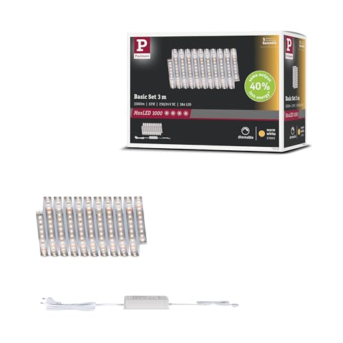 Paulmann 71242 MaxLED 1000 LED Strip Warmweiß Basisset 3m 22W 1100lm/m 128 LEDs/m 2700K 40VA von Paulmann
