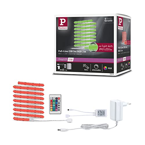 Paulmann 78864 SimpLED LED Strip Full-Line COB Komplettset 3m 22W 990lm 840LEDs/m RGB 24VA dimmbar Weiß Metall Paulmann 78864 SimpLED LED Strip Full-Line COB Komplettset 3m 22W 990lm 840LEDs/m RGB 24VA dimmbar Weiß Metall von Paulmann