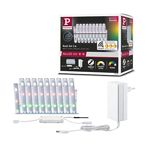 Paulmann 78866 LED Stripe MaxLED 250 Basisset Smart Home Zigbee 3m IP44 15W 600lm 30LEDs/m RGBW+ 36VA dimmbar Silber Kunststoff Paulmann 78866 LED Stripe MaxLED 250 Basisset Smart Home Zigbee 3m IP44 15W 600lm 30LEDs/m RGBW+ 36VA dimmbar Silber Kunststoff von Paulmann