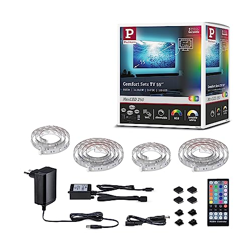 Paulmann 78875 MaxLED 250 LED Strip TV Comfort Basisset 55 Zoll 3,6m 20,5W 277lm/m 30LEDs/m RGBW+ 24VA dimmbar von Paulmann