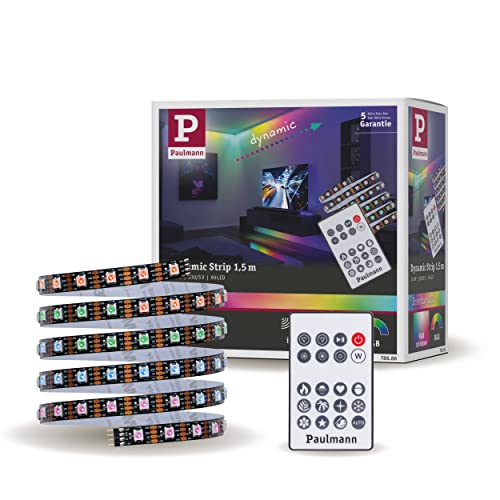 Paulmann 78886 LED Stripe Dynamic 1,5m Dynamic Rainbow RGB IP20 12V DC incl. 1x3 Watt dimmbar Lichtband Weiß Kunststoff von Paulmann