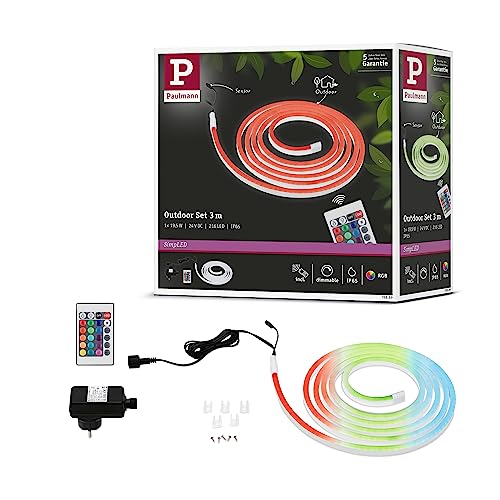 Paulmann 78889 LED Stripe SimpLED Outdoor 3m IP65 72LEDs/m RGB incl. 1x19,5 Watt dimmbar Lichtband Weiß Kunststoff von Paulmann