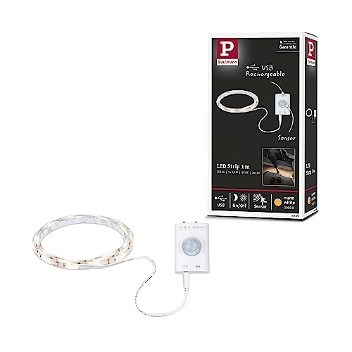 Paulmann 78900 LED Strip batteriebetrieben inkl. Bewegungsmelder und Dämmerungssensor 1m 1,4W 140lm/m 3000K Weiß Kunststoff von Paulmann