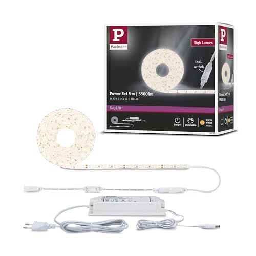 Paulmann 789.57 SimpLED Power Strip Set 5m Warmweiß 50W beschichtet mit Schnurdimmer 1100lm/m von Paulmann