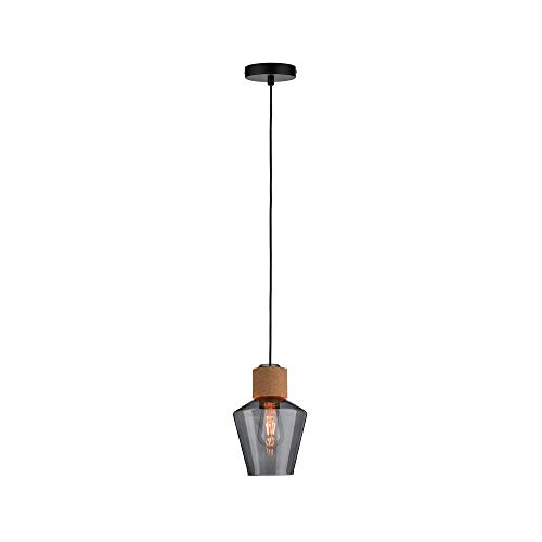 Paulmann 79740 Neordic Edla Pendelleuchte max. 1x20W Hängelampe für E27 Lampen Deckenlampe Rauchglas/Kork/Schwarz 230V ohne Leuchtmittel von Paulmann