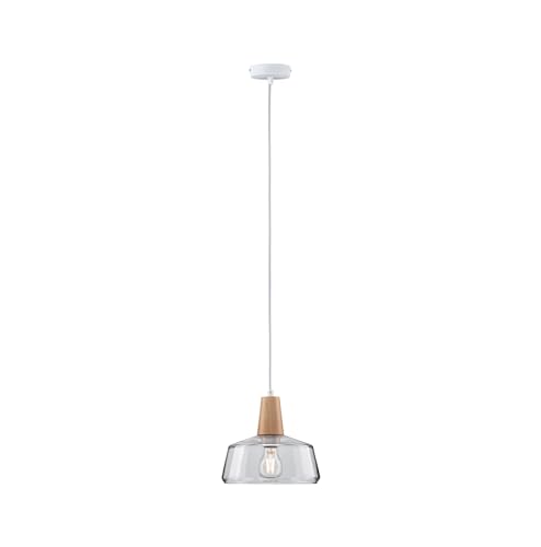 Paulmann 79744 Neordic Pendelleuchte Ylvie max. 1x20W Hängelampe für E27 Lampen Deckenlampe Klar/Holz 230V Glas/Holz ohne Leuchtmittel von Paulmann