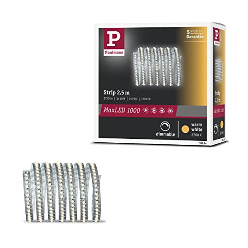 Paulmann 79814 LED Stripe MaxLED 1000 2,5m unbeschichtet incl. 1x32 Watt Lichtband Silber Lichtstreifen Metall LED Band 2700 K von Paulmann