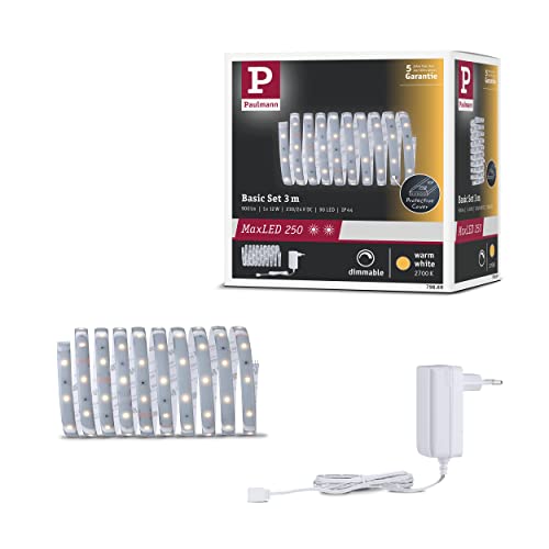 Paulmann 79869 LED Stripe MaxLED 250 Basisset Warmweiß 2700K 3m IP44 Protect Cover incl. 1x12 Watt Stripe Strip Lichtband von Paulmann