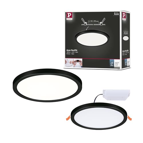 Paulmann 79963 LED Panel Einbaupanel Areo IP44 175mm rund incl. 1x13 W Warmweiß Schwarz Kunststoff Beleuchtungssystem 4000 K von Paulmann