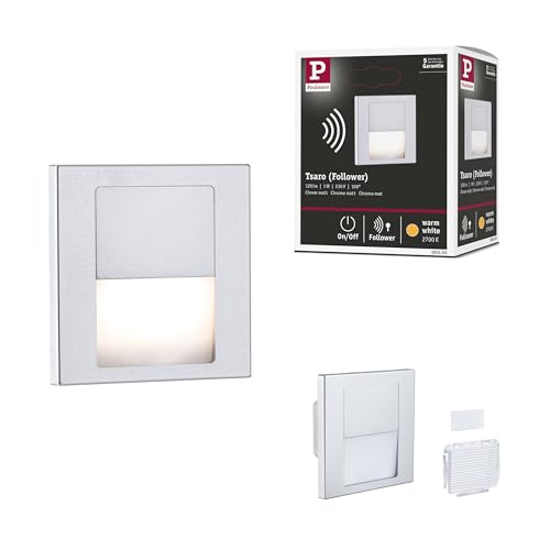 Paulmann 80000 LED Wandeinbauleuchte Tsaro eckig 80x36mm 1W 80lm 230V 2700K Chrom matt von Paulmann