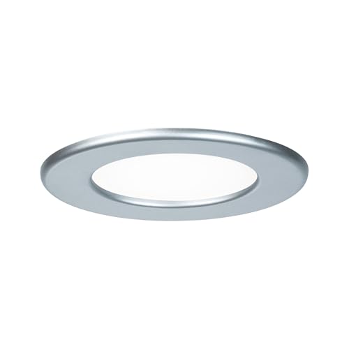 Paulmann 92070 LED Einbaupanel rund Deckenleuchte 6W Licht 4000K Neutralweiß LED Panel Chrom matt IP44 spritzwassergeschützt inklusive Leuchtmittel von Paulmann