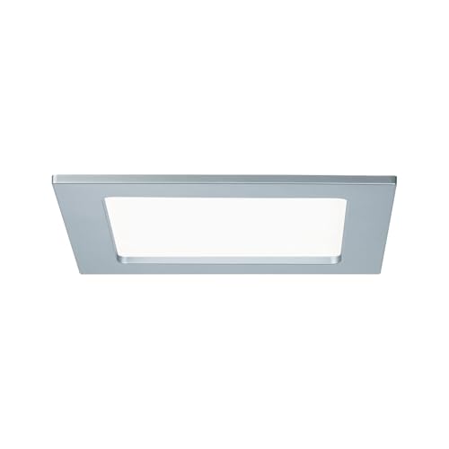 Paulmann 92077 LED Einbaupanel eckig Deckenleuchte 12W Licht 4000K Neutralweiß LED Panel Chrom matt IP44 spritzwassergeschützt inklusive Leuchtmittel von Paulmann