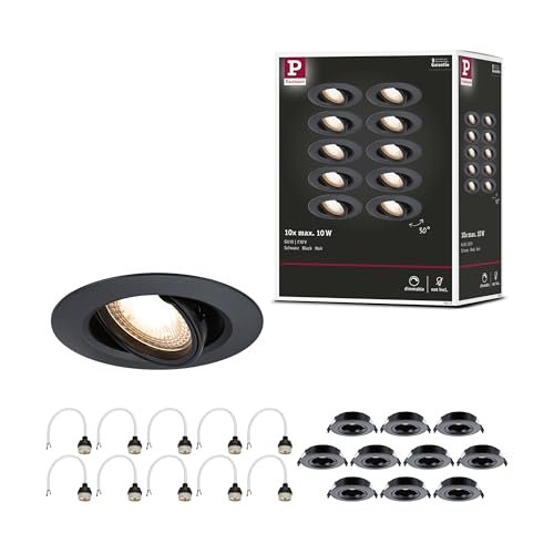 Paulmann 92117 Einbauleuchte 10er-Set schwenkbar rund 90mm 30° GU10 max. 10x10W 230V Schwarz Einbaulampe Paulmann 92117 Einbauleuchte 10er-Set schwenkbar rund 90mm 30° GU10 max. 10x10W 230V Schwarz Einbaulampe von Paulmann