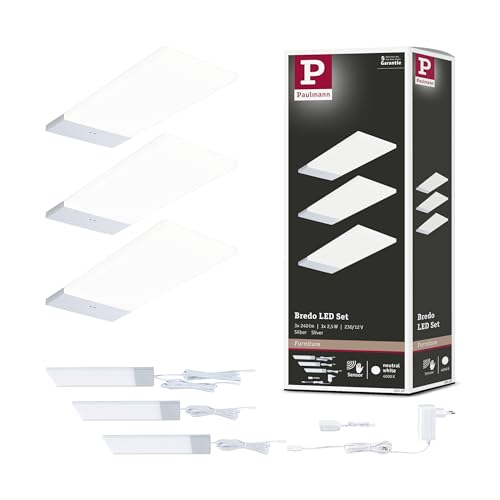Paulmann 92122 LED Unterschrankleuchte Bredo inkl. Näherungsensor 3er-Set 4000K 2,5W 80x190mm 180lm Silber Möbelaufbauleuchte Paulmann 92122 LED Unterschrankleuchte Bredo inkl. Näherungsensor 3er-Set 4000K 2,5W 80x190mm 180lm Silber Möbelaufbauleuchte von Paulmann