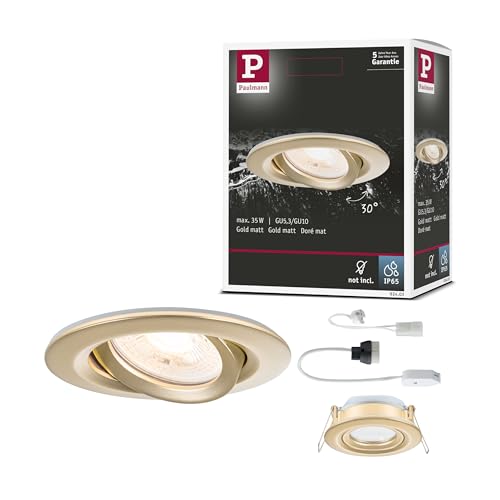 Paulmann 92403 Einbauleuchte Nova Plus IP65 rund 93mm 30° GU5,3 / GU10 max. 35W 230/12V dimmbar Gold matt Paulmann 92403 Einbauleuchte Nova Plus IP65 rund 93mm 30° GU5,3 / GU10 max. 35W 230/12V dimmbar Gold matt von Paulmann