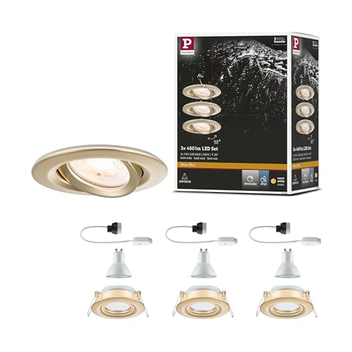 Paulmann 92408 LED Einbauleuchte Nova Plus IP65 rund 93mm 30° GU10 3x6W 3x460lm 230V dimmbar 2700K Gold matt Paulmann 92408 LED Einbauleuchte Nova Plus IP65 rund 93mm 30° GU10 3x6W 3x460lm 230V dimmbar 2700K Gold matt von Paulmann