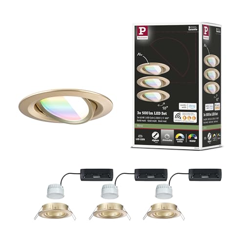 Paulmann 92436 LED Einbauleuchte Nova Coin rund 84mm 50° RGBW+ 3x6W 3x500lm 230V Gold matt Alu Druckguss Paulmann 92436 LED Einbauleuchte Nova Coin rund 84mm 50° RGBW+ 3x6W 3x500lm 230V Gold matt Alu Druckguss von Paulmann