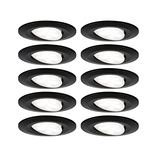 Paulmann 92462 LED Einbauleuchte Calla rund 10er Set 10x6W IP65 neutralweiße Einbaustrahler Schwarz matt schwenkbar Spots Kunststoff Einbaulampe 4000K von Paulmann