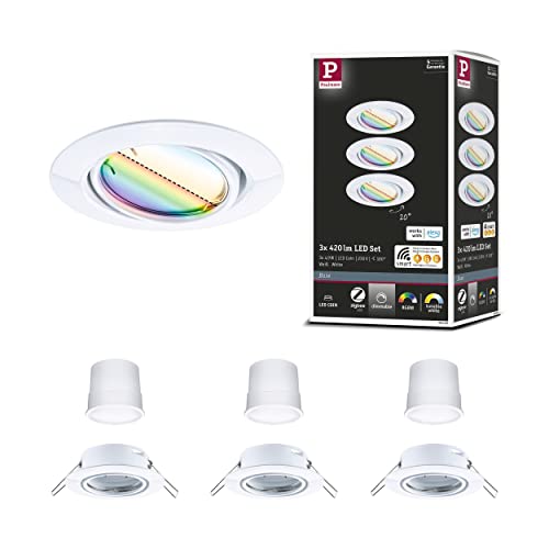 Paulmann 92466 LED Einbauleuchte Base Smart Home Zigbee Basisset schwenkbar rund 230V 3x4,9W 3x420lm dimmbar 90mm Weiß Metall RGBW+ Paulmann 92466 LED Einbauleuchte Base Smart Home Zigbee Basisset schwenkbar rund 230V 3x4,9W 3x420lm dimmbar 90mm Weiß Metall RGBW+ von Paulmann