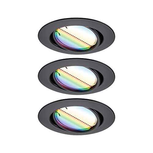 Paulmann 92468 LED Einbauleuchte Base Smart Home Zigbee Basisset schwenkbar rund 230V 3x4,9W 3x420lm dimmbar 90mm Schwarz matt Metall RGBW+ Paulmann 92468 LED Einbauleuchte Base Smart Home Zigbee Basisset schwenkbar rund 230V 3x4,9W 3x420lm dimmbar 90mm Schwarz matt Metall RGBW+ von Paulmann