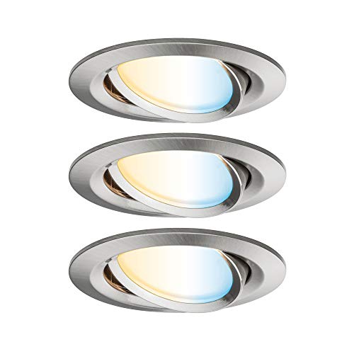 Paulmann 92962 SmartHome Zigbee Einbauleuchten-Set LED Coin Nova Plus 3x6,5W Tunable White Eisen gebürstet von Paulmann