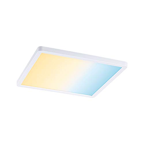 Paulmann 93048 LED Panel Einbauleuchte Areo VariFit IP44 Zigbee Tunable White 230x230mm eckig incl. 1x16 Watt dimmbar Weiß Kunststoff 3000 K von Paulmann