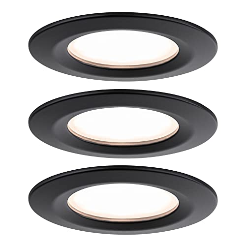 Paulmann 93081 Nova Plus LED Einbauleuchte inkl. Coin Basisset starr IP44 rund 78mm 3x6W 230V dimmbar 2700K Schwarz matt Spot Einbaustrahler von Paulmann