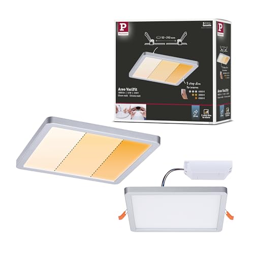 Paulmann 93100 LED Panel Einbaupanel Areo IP44 175x175m 3-Step-Dim eckig incl. 1x13 W dimmbar Warmweiß Chrom matt Kunststoff Deckenleuchte 2000 K Paulmann 93100 LED Panel Einbaupanel Areo IP44 175x175m 3-Step-Dim eckig incl. 1x13 W dimmbar Warmweiß Chrom matt Kunststoff Deckenleuchte 2000 K von Paulmann