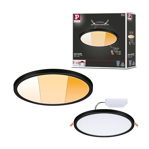 Paulmann 93102 LED Panel Einbaupanel Areo IP44 230mm 3-Step-Dim rund incl. 1x16 W dimmbar Warmweiß Schwarz Kunststoff Deckenleuchte 2000 K Paulmann 93102 LED Panel Einbaupanel Areo IP44 230mm 3-Step-Dim rund incl. 1x16 W dimmbar Warmweiß Schwarz Kunststoff Deckenleuchte 2000 K von Paulmann