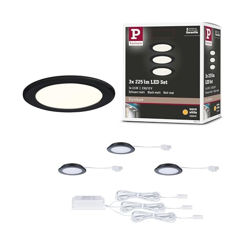Paulmann 93117 LED Möbeleinbauleuchten 3er-Set 65mm 3x2,5W 3x180lm 230/12V 3000K Schwarz matt Paulmann 93117 LED Möbeleinbauleuchten 3er-Set 65mm 3x2,5W 3x180lm 230/12V 3000K Schwarz matt von Paulmann