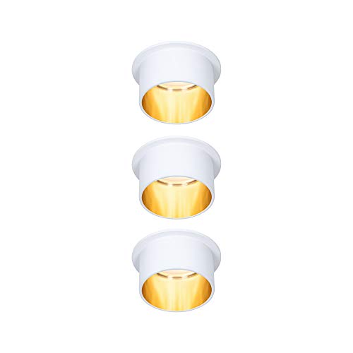 Paulmann 93381 LED Einbauleuchte Gil 3-Step-Dim rund incl. 3x6 Watt dimmbar Weiß matt, Gold Einbaustrahler Aluminium Spot 2700 K Coin von Paulmann