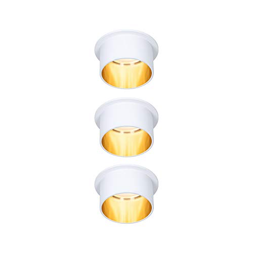 Paulmann 93381 LED Einbauleuchte Gil 3-Step-Dim Rund Incl. 3x6 Watt Dimmbar Weiß Matt, Gold Einbaustrahler Aluminium Spot 2700 K Coin von Paulmann