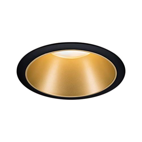 Paulmann 93395 Einbauleuchte Cole starr rund dimmbar Einbaustrahler Schwarz matt, Gold Spot Aluminium, Kunststoff Einbaulampe GU10 von Paulmann