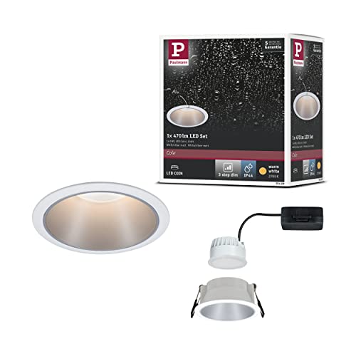 Paulmann 93409 LED Einbauleuchte Cole rund incl 1x6,5W dimmbar Einbaustrahler Weiß, Silber Einbaulampe Kunststoff, Alu Zink Deckenspot 2700K von Paulmann