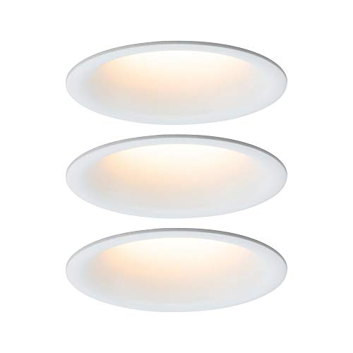 Paulmann 93419 LED Einbauleuchte Cymbal incl 3x6,5W IP44 dimmbar Einbaustrahler Weiß matt Spot Kunststoff Einbaulampe 2000K von Paulmann