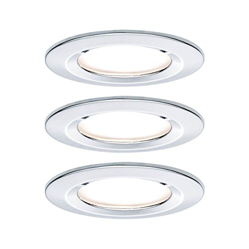 Paulmann 93499 Einbauleuchte LED Coin Nova rund 6,5W Chrom 3er-Set starr 3-Stufen-Dimmbar IP44 spritzwassergeschützt von Paulmann