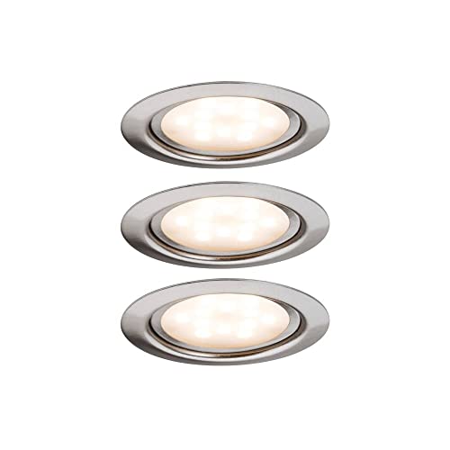 Paulmann 93553 LED Möbeleinbauleuchten Micro Line 3er-Set 3x4,5W 65mm Eisen gebürstet 93553 Spot Einbaustrahler Einbauleuchte von Paulmann