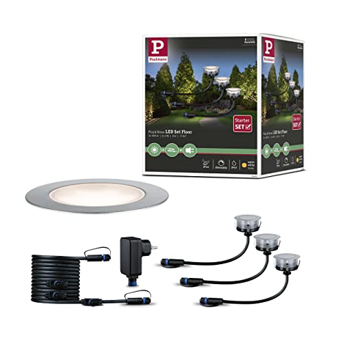 Paulmann 936.92 Outdoor Plug & Shine Floor Eco 3er-Basisset 3000K 3x1W Silber 93692 Bodeneinbauleuchte LED Aussenleuchten von Paulmann