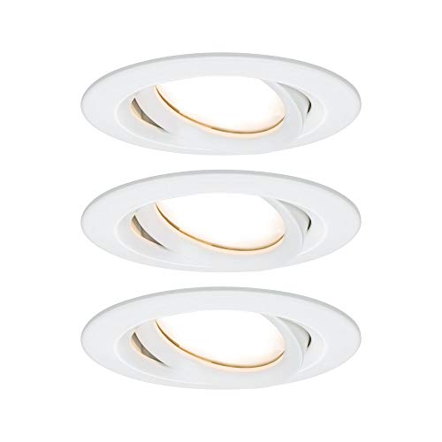 Paulmann 93682 Nova Plus LED Einbauleuchte 3er Set rund schwenkbar 3x6,8W IP65 dimmbar Einbaustrahler Weiß matt Spot Aluminium Einbaulampe 2700K von Paulmann