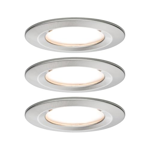 Paulmann 93873 Nova Plus LED Einbauleuchte inkl. Coin Basisset starr IP44 rund 78mm 3x6W 230V dimmbar 2700K Eisen gebürstet Spot Einbaustrahler von Paulmann