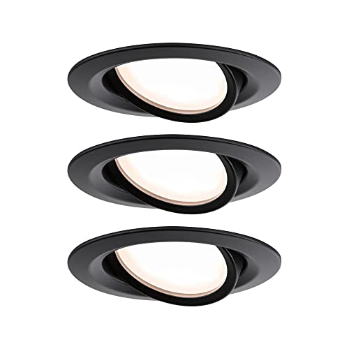 Paulmann 93080 Nova Plus LED Einbauleuchte inkl. Coin Basisset schwenkbar rund 84mm 50° 3x6W 230V dimmbar 2700K schwarz Spot Einbaustrahler Einbauleuchte von Paulmann