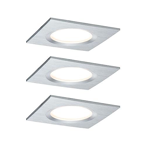Paulmann 93895 Nova Plus LED Einbauleuchte inkl. Coin Basisset starr IP44 eckig 78x78mm 3x6W 230V dimmbar 2700K Alu gedreht Spot Einbaustrahler von Paulmann