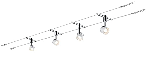 Paulmann 940.80 Seilsystem Stage Set Warmweiß 4x5W LED Weiß Chrom 94080 Seilleuchte Hängeleuchte von Paulmann